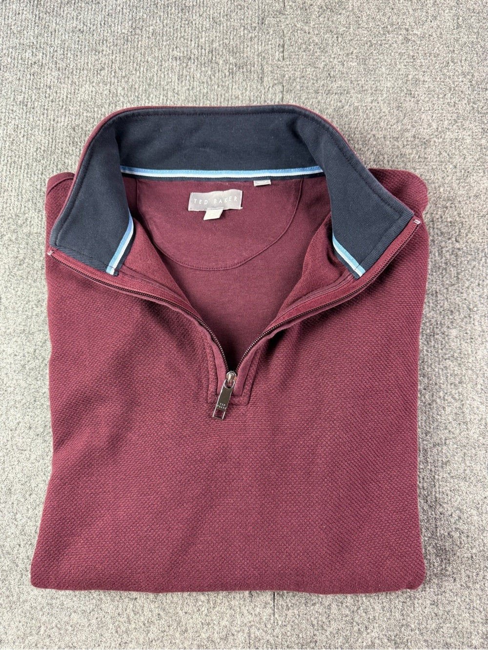 Ted Baker Mens 100% Cotton 1/4 Zip Long Sleeve Sweatshirt Size L Burgundy